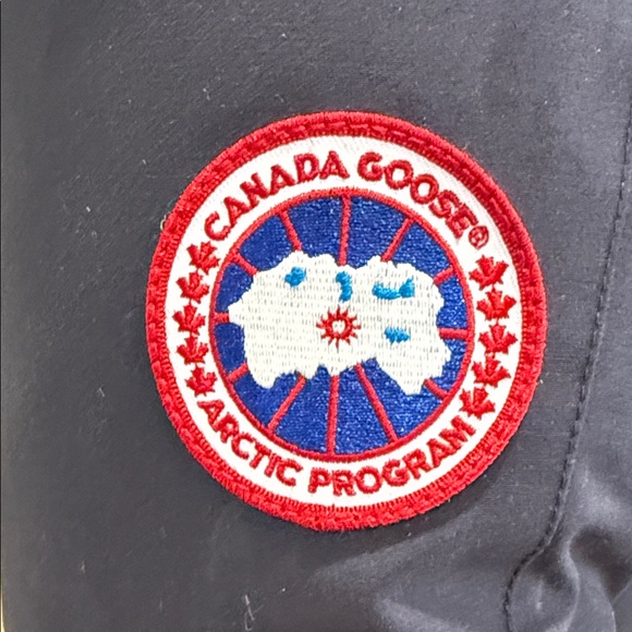 Canada Goose Victoria Parka Navy Blue Jacket with Red Patch